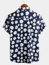Men's Floral Daisy Print Tropical Hawaiian Cotton Flower Shirt