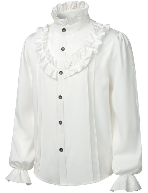 Mens Ruffle Pirate Shirts Medieval Renaissance Cosplay Costume Steampunk Victorian Tops