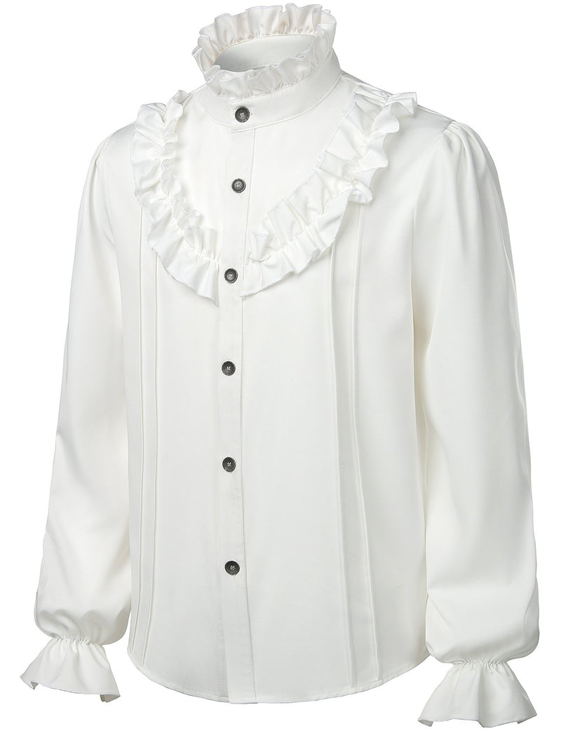 Mens Ruffle Pirate Shirts Medieval Renaissance Cosplay Costume Steampunk Victorian Tops