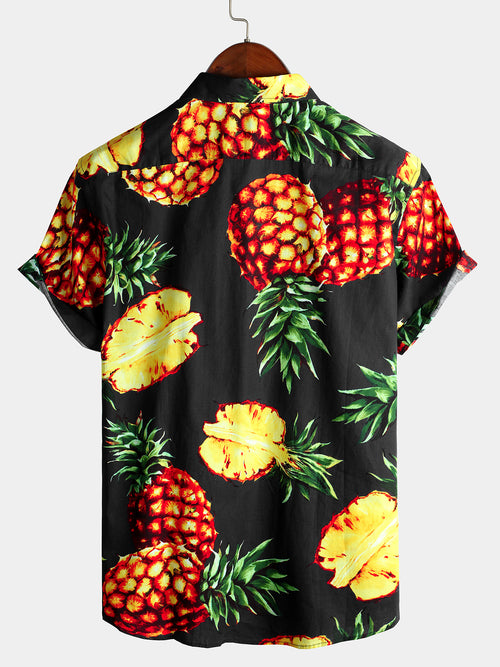 Men's Casual Pineapple Pattern Cotton Shirt