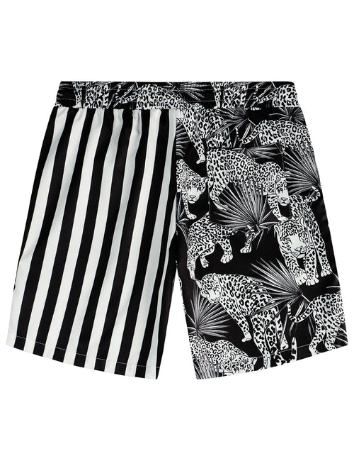 Men's Tiger and Black Striped Animal Beach Hawaiian Aloha Shorts