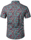 Men's Flower Casual Button Down Hawaiian Shirts&Shorts
