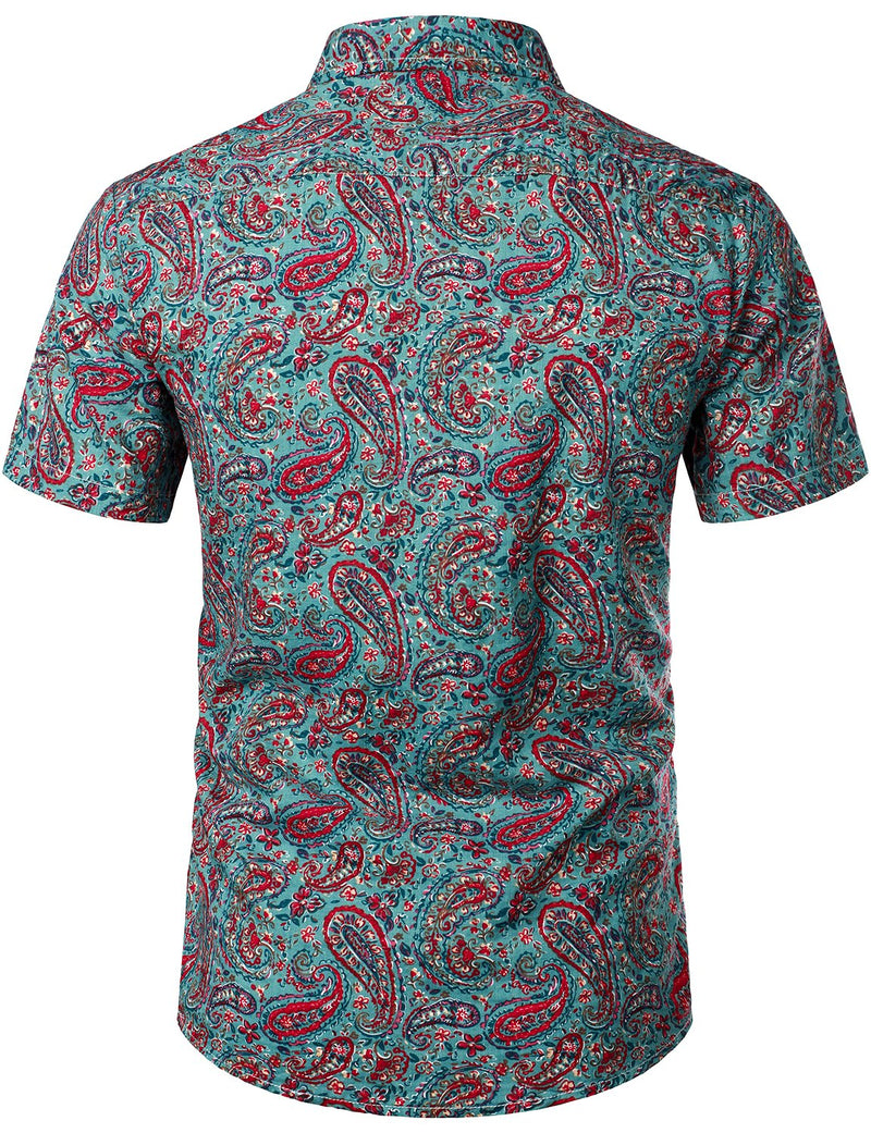 Men's Flower Casual Button Down Hawaiian Shirts&Shorts