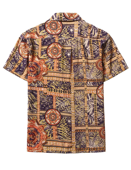 Men's Holiday Yellow Retro 70s Short Sleeve Shirt