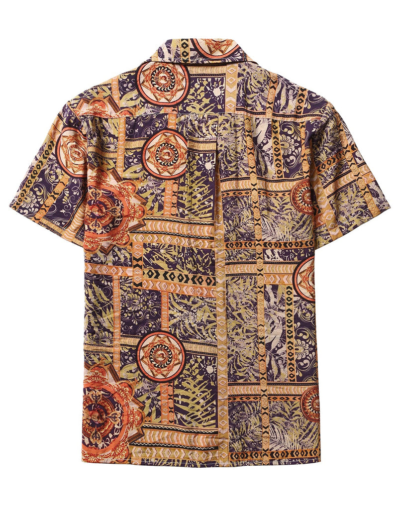 Men's Holiday Yellow Retro 70s Short Sleeve Shirt