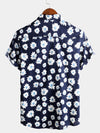 Men's Floral Daisy Print Tropical Hawaiian Cotton Flower Shirt