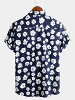Men's Floral Daisy Print Tropical Hawaiian Cotton Flower Shirt