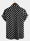 Men's Polka Dots Cotton Pocket Casual Short Sleeve Shirt