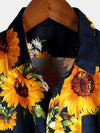 Men's Vintage Sunflower Pocket Short Sleeve Shirt