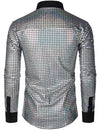 Men's Dress Shirt Sequins Button Down Long Sleeve Shirts Disco Party Costume