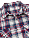 Men's Linen Plaid Pocket Summer Cowboy Check Short Sleeve Button Up Western Shirt
