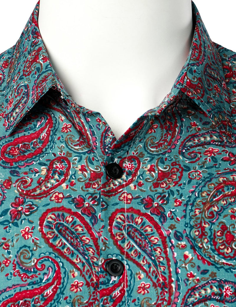 Men's Flower Casual Button Down Hawaiian Shirts&Shorts