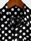 Men's Polka Dots Cotton Pocket Casual Short Sleeve Shirt