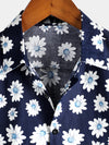 Men's Floral Daisy Print Tropical Hawaiian Cotton Flower Shirt