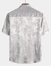 Men's Summer Jacquard Casual Elegant Button Up Pocket Short Sleeve Beach Shirt