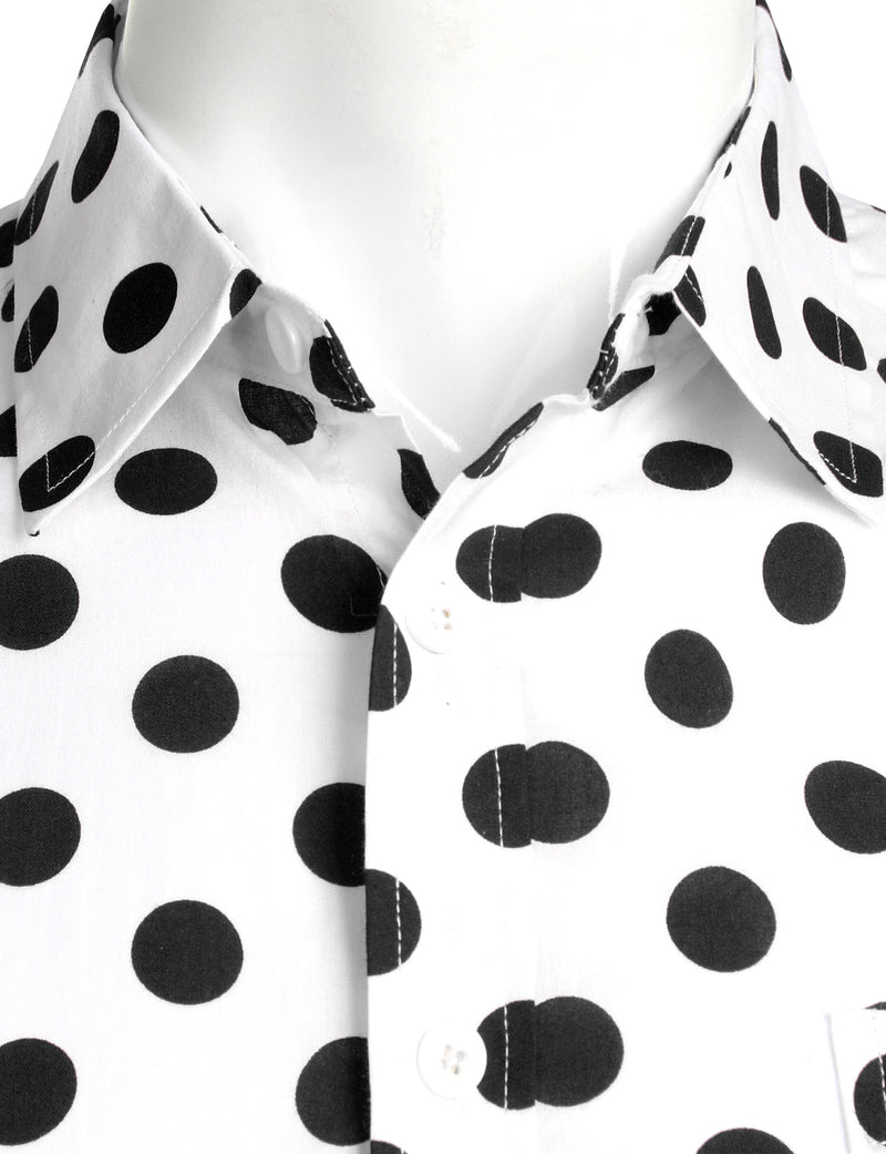 Men's Polka Dots Pocket Cotton Long Sleeve Shirt