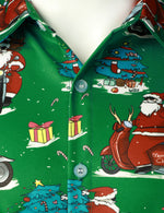 Men's Green Ugly Christmas Santa Print Claus Short Sleeve Shirt