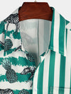 Men's Short Sleeve Striped Pocket Hawaiian Shirt