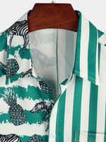 Men's Short Sleeve Striped Pocket Hawaiian Shirt