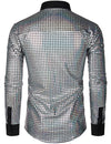 Men's Dress Shirt Sequins Button Down Long Sleeve Shirts Disco Party Costume