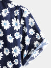 Men's Floral Daisy Print Tropical Hawaiian Cotton Flower Shirt