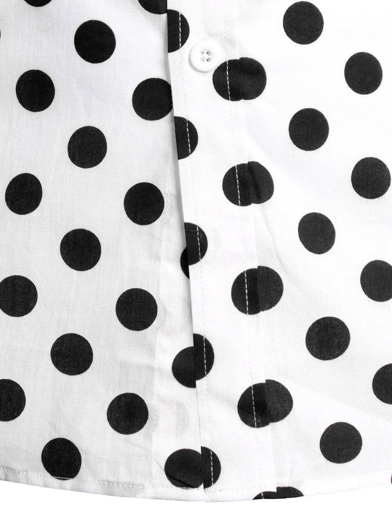 Men's Polka Dots Pocket Cotton Long Sleeve Shirt