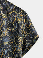 Men's Retro Navy Blue Short Sleeve Casual Shirt