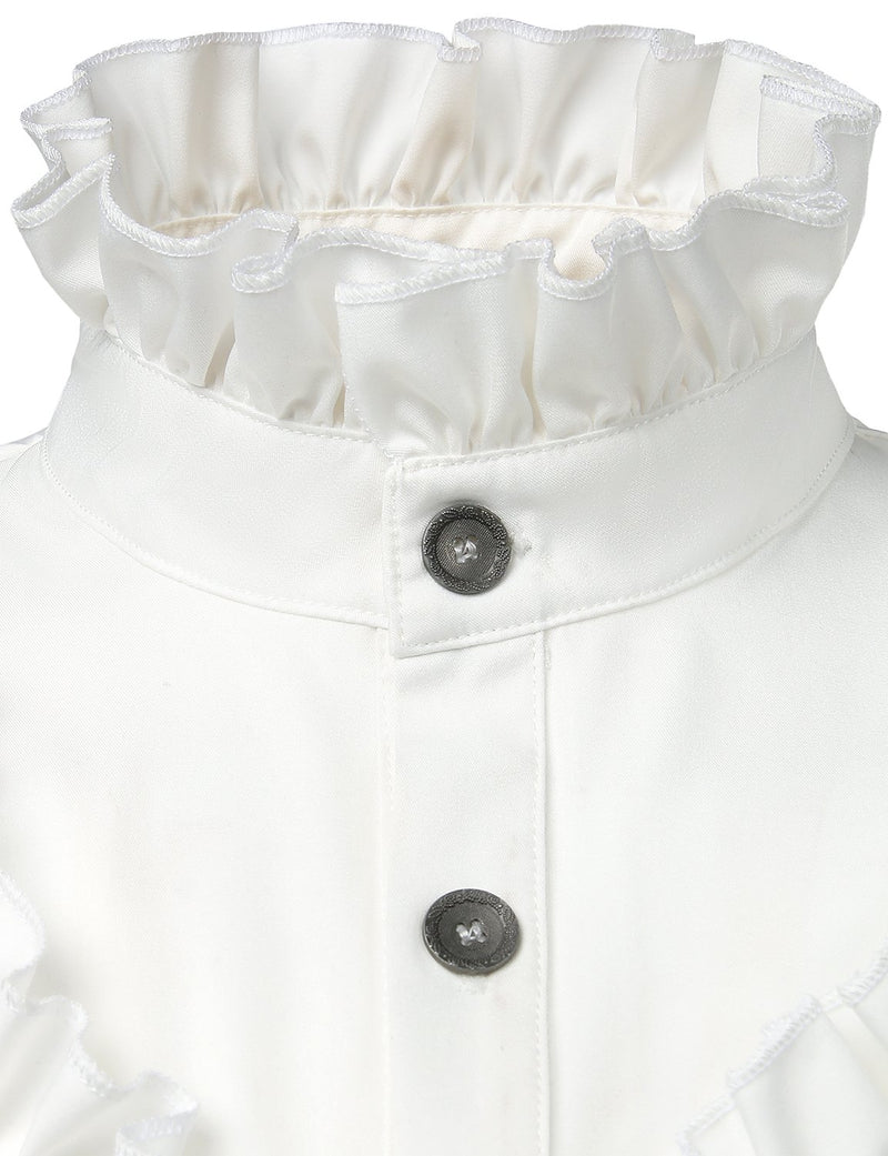 Mens Ruffle Pirate Shirts Medieval Renaissance Cosplay Costume Steampunk Victorian Tops