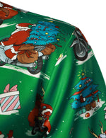 Men's Green Ugly Christmas Santa Print Claus Short Sleeve Shirt