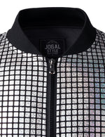 Men's Metallic Sequins Baseball Bomber Jacket Disco Party Costume