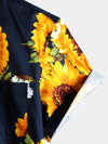 Men's Vintage Sunflower Pocket Short Sleeve Shirt
