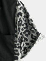 Men's Leopard Print Boling Casual Button Up Short Sleeve Hawaiian Summer Shirt