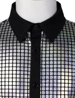 Men's Dress Shirt Sequins Button Down Long Sleeve Shirts Disco Party Costume
