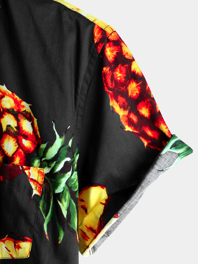 Men's Casual Pineapple Pattern Cotton Shirt