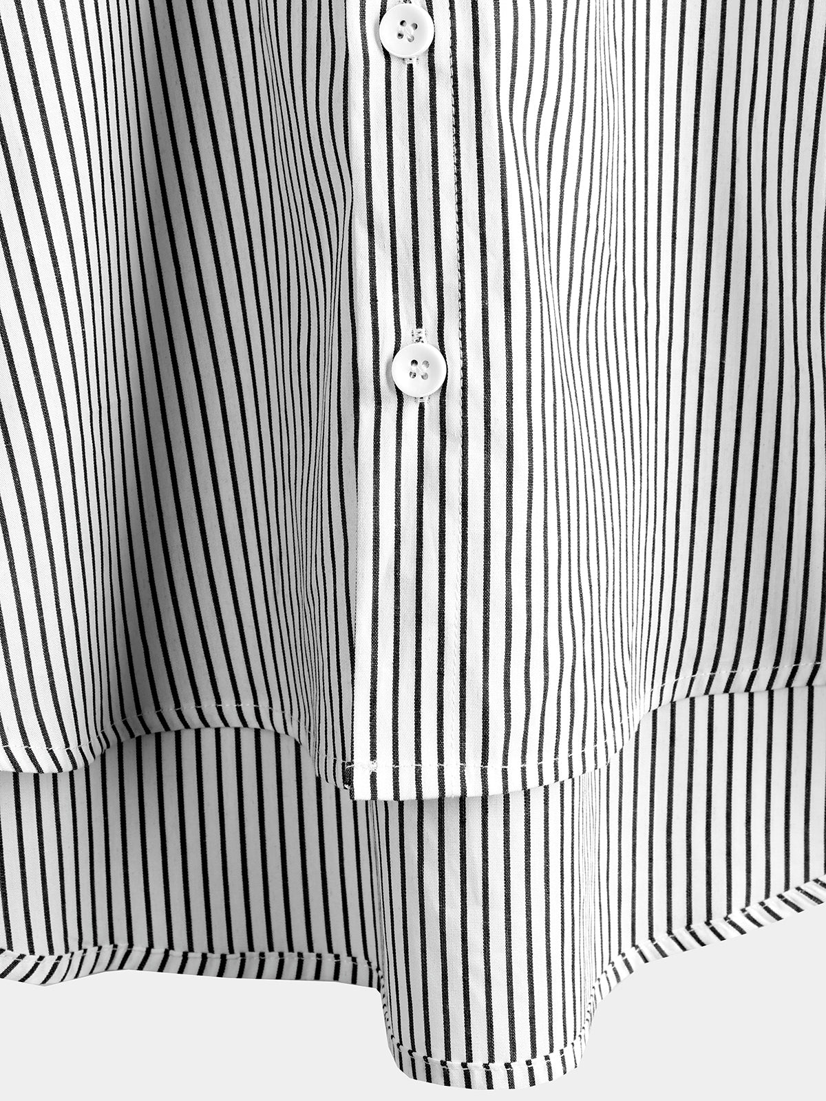 Men's Breathable Cotton Stand Collar Short Sleeve Striped