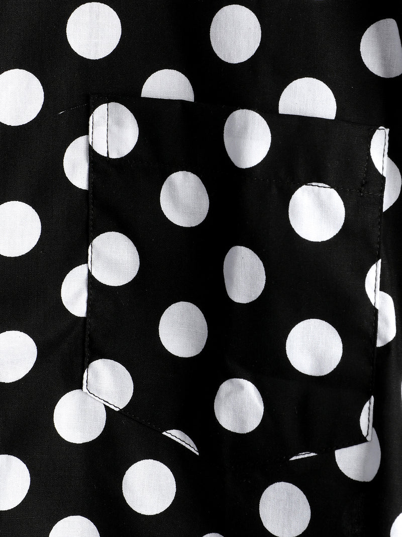 Men's Polka Dots Cotton Pocket Casual Short Sleeve Shirt