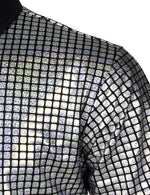 Men's Dress Shirt Sequins Button Down Long Sleeve Shirts Disco Party Costume