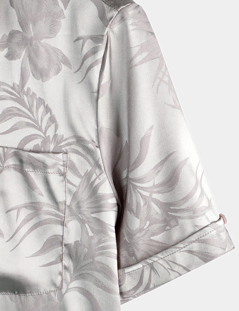 Men's Summer Jacquard Casual Elegant Button Up Pocket Short Sleeve Beach Shirt