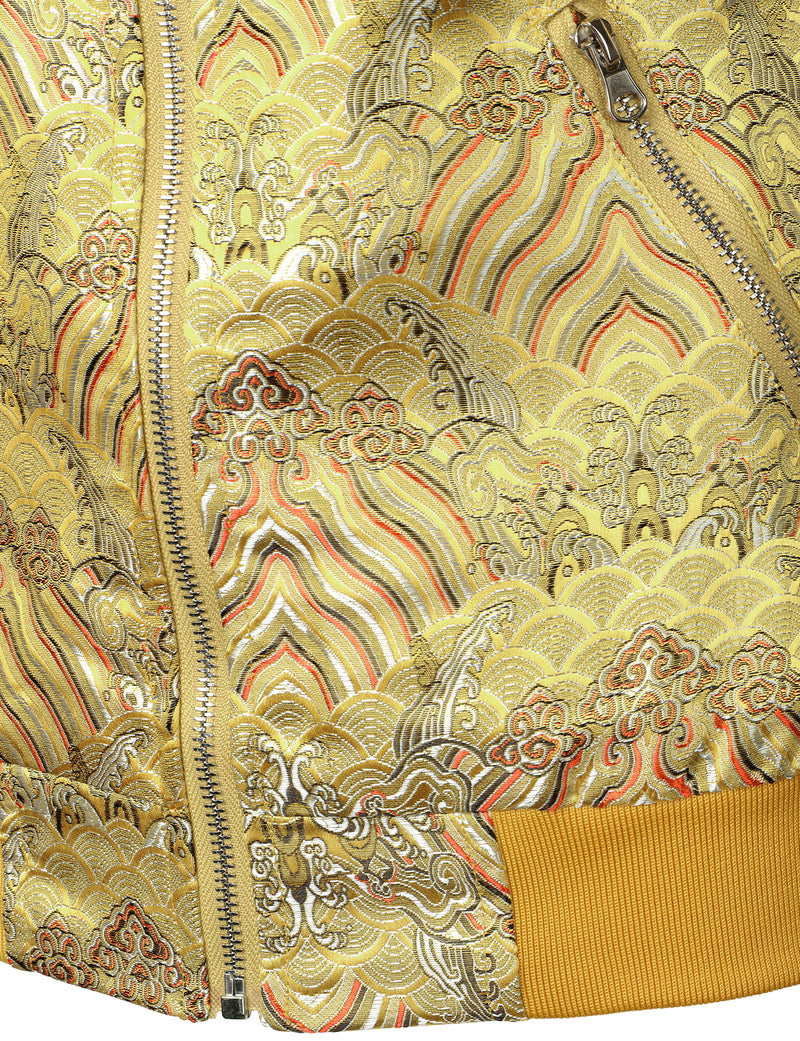 Men's Vintage Embroidered Satin Flight Bomber Jacket Coat