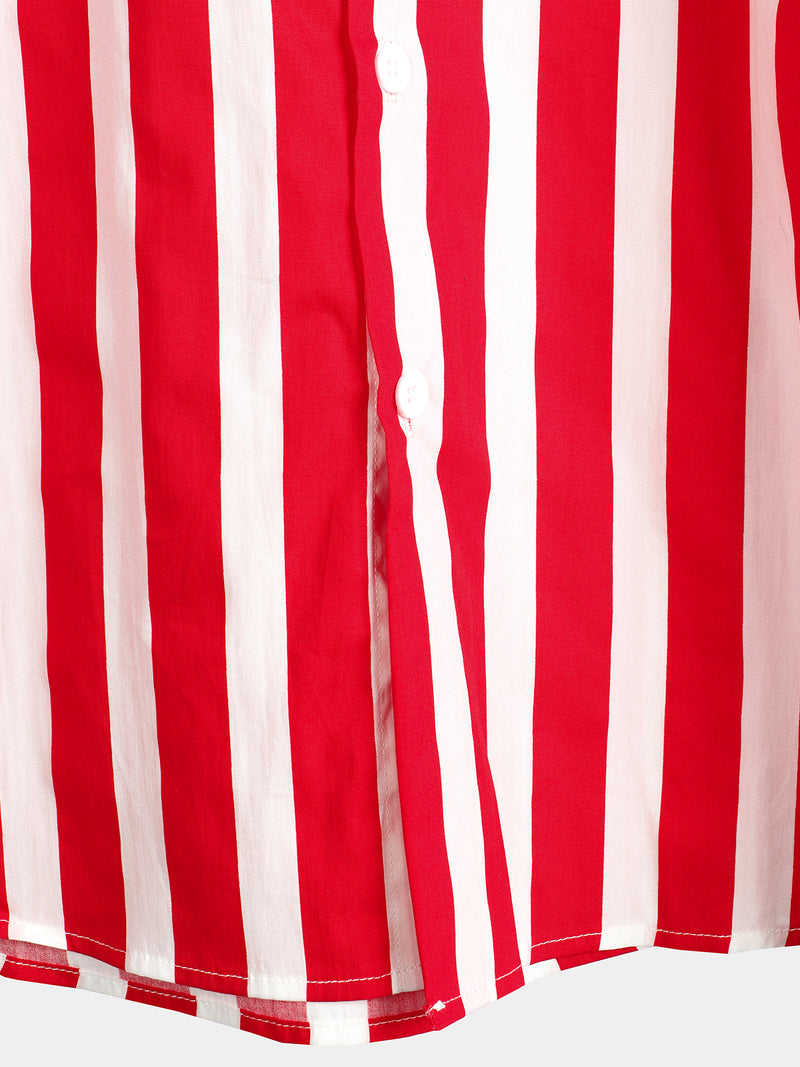 Men's Cotton American Flag Pocket Patriotic Hawaiian Short Sleeve Shirt