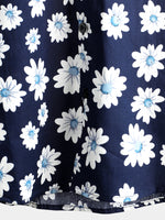 Men's Floral Daisy Print Tropical Hawaiian Cotton Flower Shirt