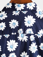Men's Floral Daisy Print Tropical Hawaiian Cotton Flower Shirt