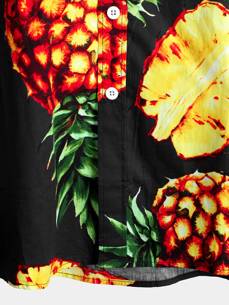 Men's Casual Pineapple Pattern Cotton Shirt