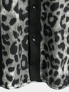 Men's Leopard Print Boling Casual Button Up Short Sleeve Hawaiian Summer Shirt