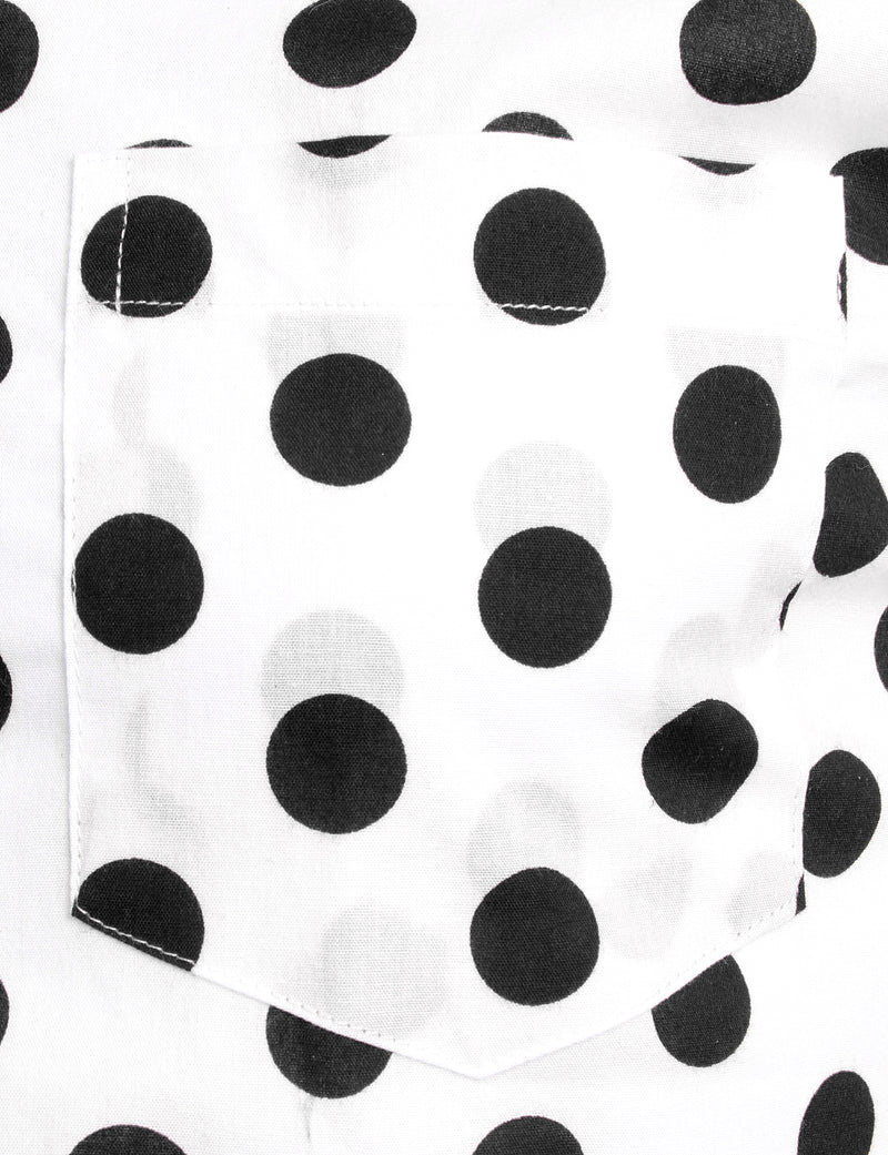 Men's Polka Dots Pocket Cotton Long Sleeve Shirt