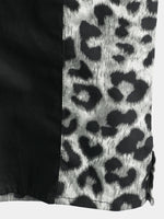 Men's Leopard Print Boling Casual Button Up Short Sleeve Hawaiian Summer Shirt