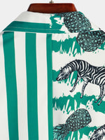 Men's Short Sleeve Striped Pocket Hawaiian Shirt