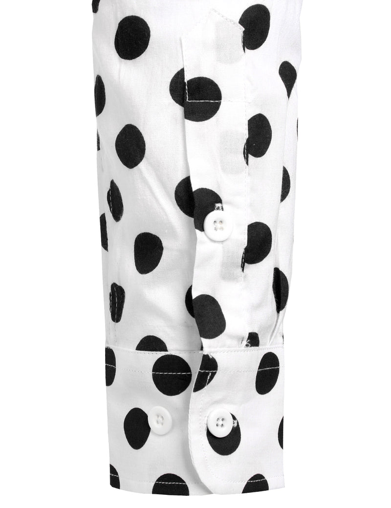Men's Polka Dots Pocket Cotton Long Sleeve Shirt