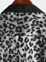 Men's Leopard Print Boling Casual Button Up Short Sleeve Hawaiian Summer Shirt