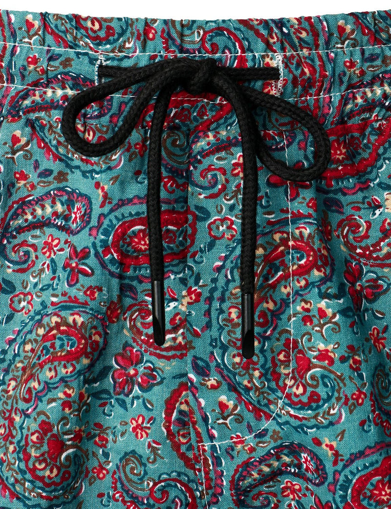 Men's Flower Casual Button Down Hawaiian Shirts&Shorts